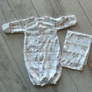 Kissy Kissy Noah’s ark print newborn gown + burp cloth